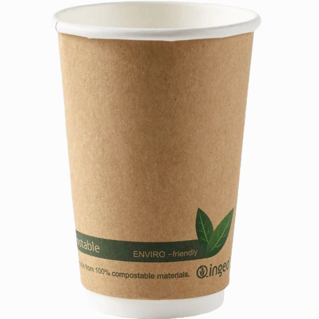Coffee Cups 16oz Compostable Kraft Wall