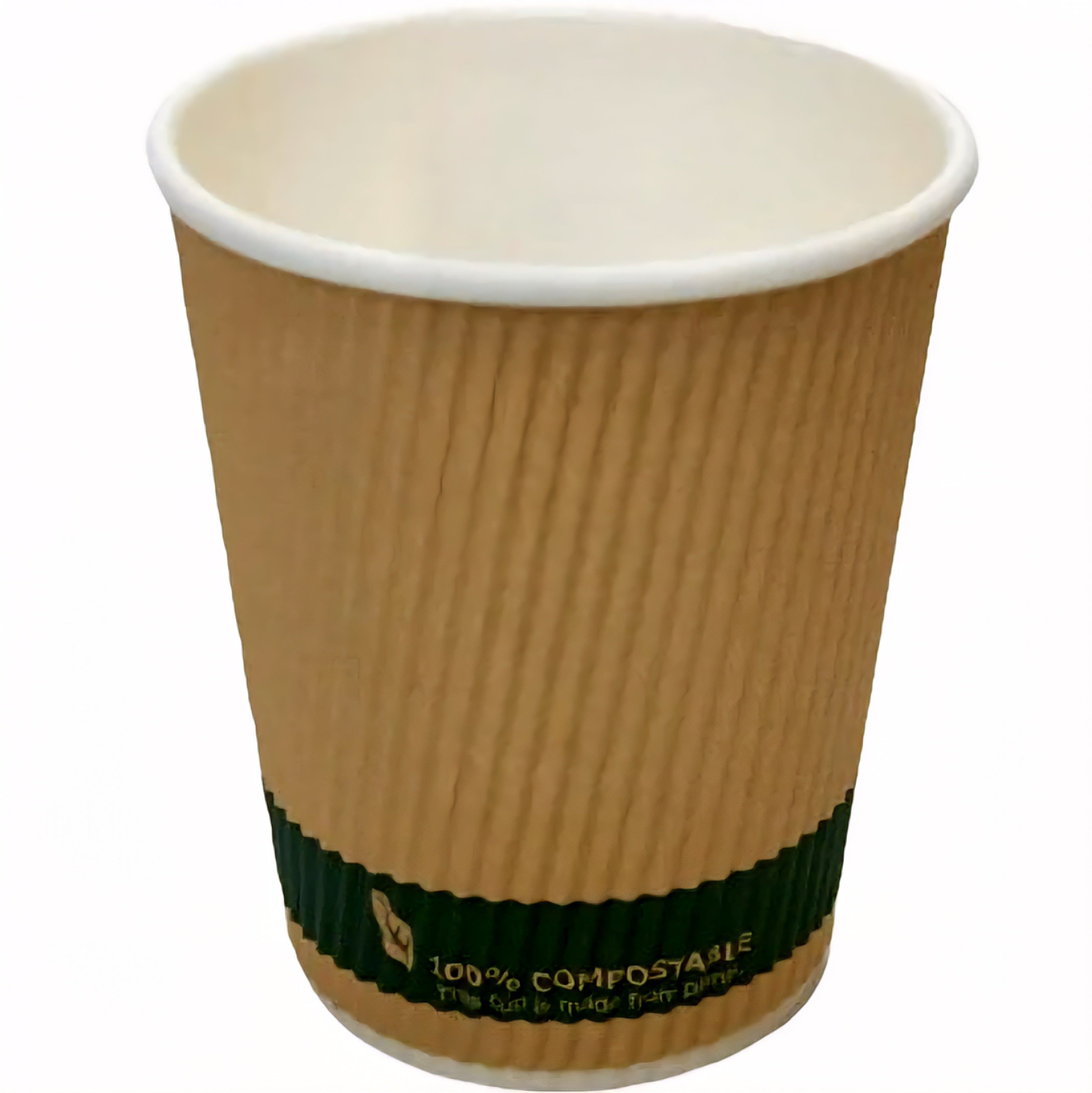 Coffee Cup 8oz Compostable Kraft Ripple