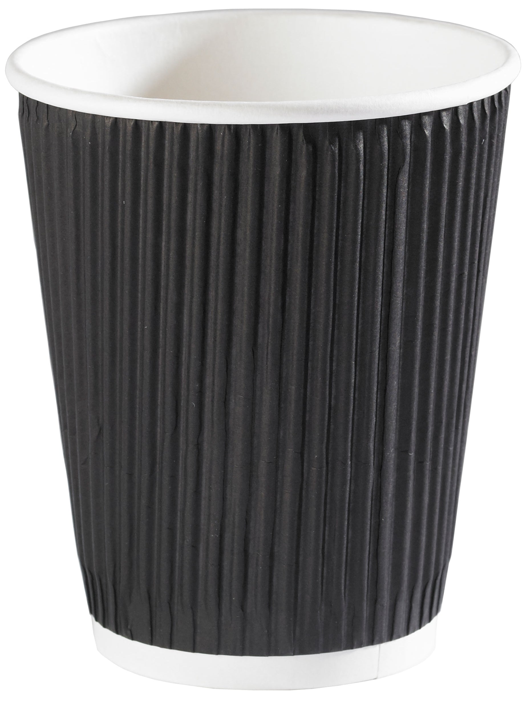 Coffee Cups 12oz Black Ripple Wall