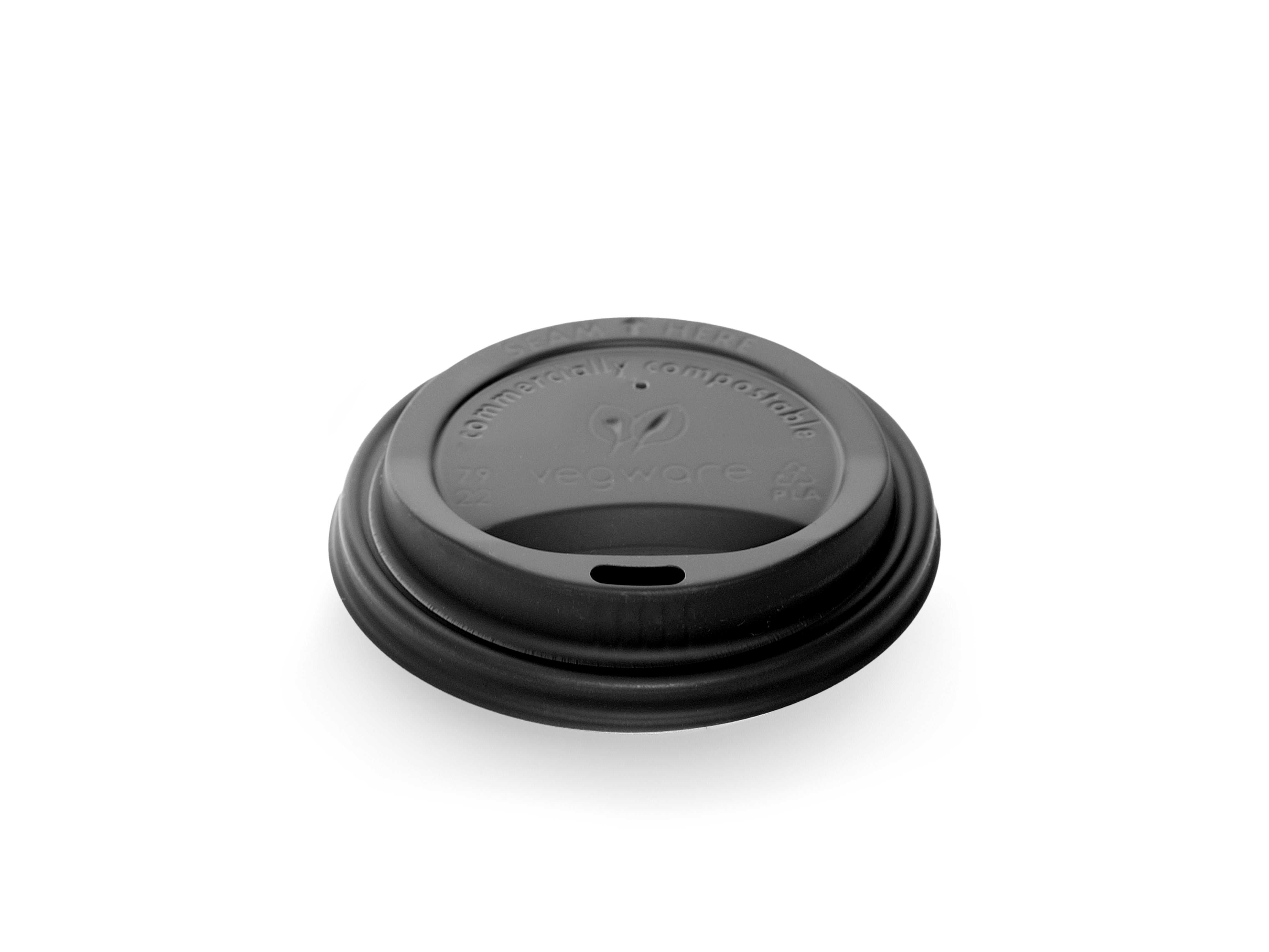 Coffee Cup Black Lids 12-16oz CPLA Vegware